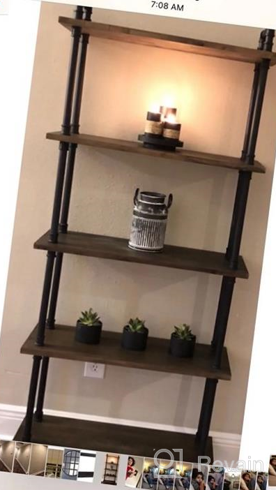 img 1 attached to Ivinta Industrial Bookshelf 3 Shelf Bookcase, Rustic Storage Shelf Plant Shelf Vintage Kitchen Shelves, Farmhouse Etagere Heavy Duty Display Shelf Wide Modern Open Pipe Book Case (3-Tier) review by Russ Conrad