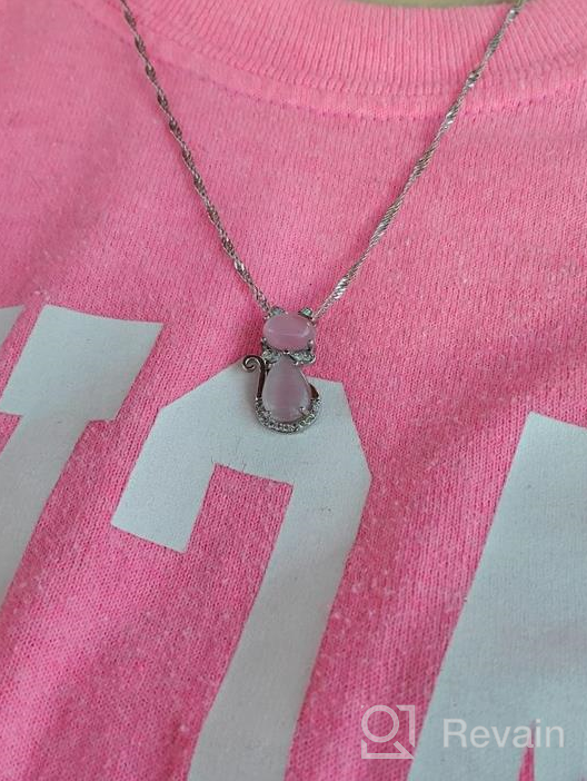 img 1 attached to 🐱 Cute Pink Cat Pendant Necklace - Platinum Plated Animal Cat Jewelry, Teen Girls Gifts (ZY062) review by Roxanne Medina