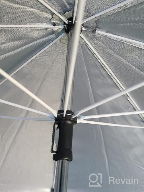 img 1 attached to AMMSUN Chair Umbrella with Universal Clamp 43 inches UPF 🌂 50+ - Portable Shade for Patio, Beach, Stroller, Sports, Wheelchair, Wagon (Zebra) review by Len Chandler