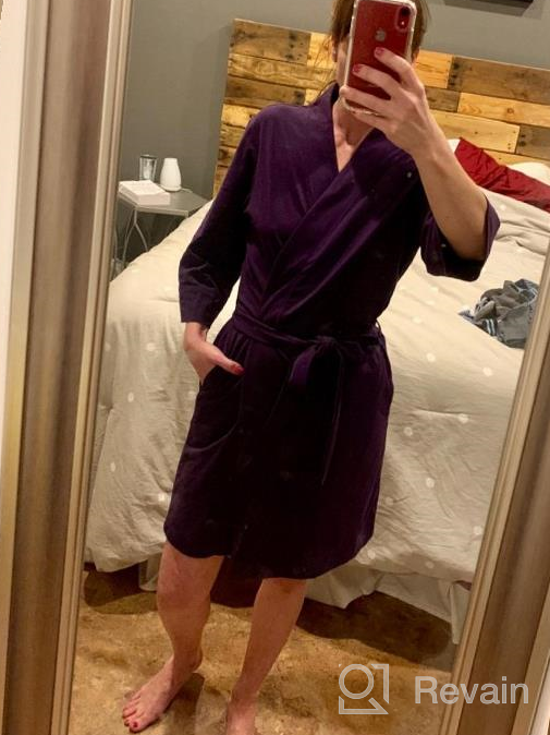 img 1 attached to Soft Cotton Kimono Robes For Women - Lightweight Bath Robe, Knit Bathrobe, V-Neck Sleepwear, Comfortable And Breathable Ladies Nightwear By SIORO review by James Baker