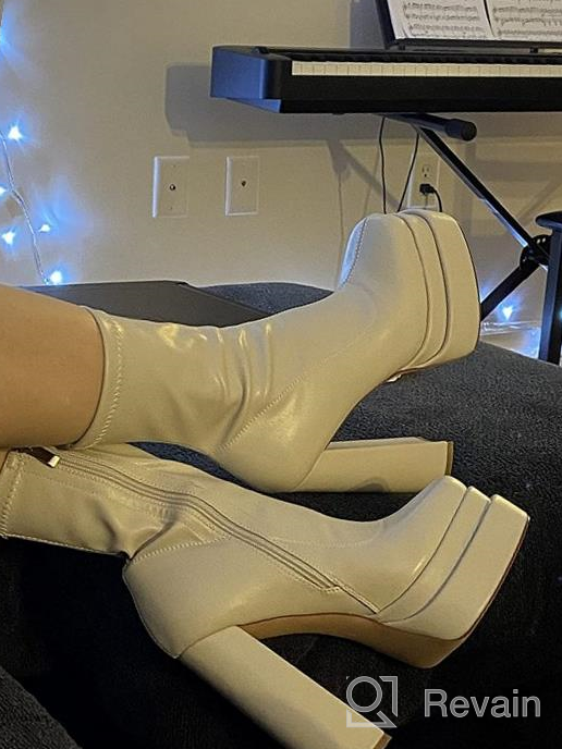 img 1 attached to Step Up In Style With Vivianly'S Women'S Platform Ankle Booties - Block High Heel Mid-Calf Zipper Bootees review by Michael Tran