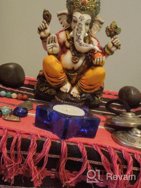 img 1 attached to Marble Powder Lord Ganesh Ganpati Elephant Hindu God Statue: The Blessing, Colored & Enhanced With Gold, Handcrafted In India By Lightahead review by Sebastian Erik