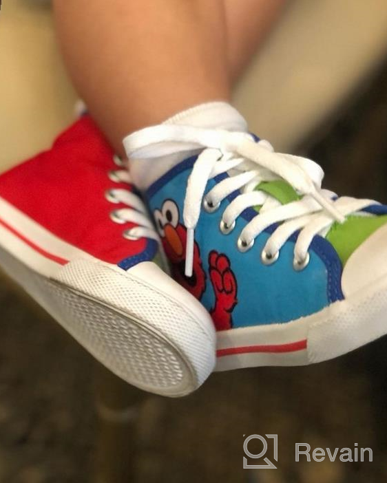img 1 attached to 👟 Sesame Street Elmo Shoes: Hi Top Sneakers with Laces for Toddlers and Kids (Sizes 6-12) review by Jonathan Arroyo