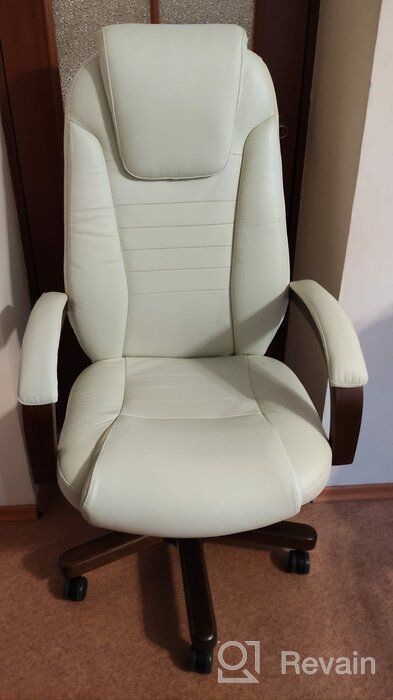 img 2 attached to Computer chair Bureaucrat T-9923WALNUT for executive, upholstery: genuine leather, color: ivory review by Dorota Lekka ᠌