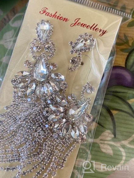 img 1 attached to 💎 mecresh Silver Rhinestone Crystal Chandelier Earrings for Wedding - Long Tassels Dangle Design review by Steven Adams