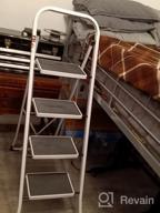 img 1 attached to Heavy-Duty 4-Step Folding Ladder With Handgrip And Anti-Slip Pedal - Perfect For Household Use - Supports Up To 350Lbs review by Anthony Mcgarry