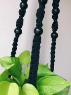 img 1 attached to Pack Of 2 POTEY 620102 Black Macrame Plant Hangers With Beads - 35 Inch 4-Legged Hanging Planter For Indoor/Outdoor Home Decor, No Tassels, With 4 Hooks Included review by John Pineda