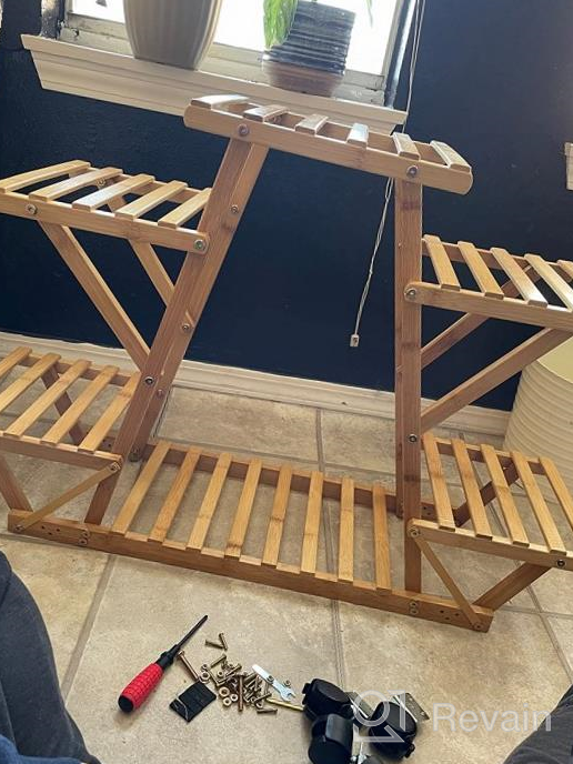 img 1 attached to Bamboo 6 Tier Rolling Plant Stand - Stylish Indoor/Outdoor Planter Display Rack For Your Patio Or Living Room review by Brandon Guidroz