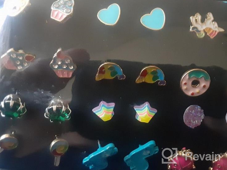 img 1 attached to Hypoallergenic Stainless Steel Stud Earrings Set with Cute Animal Alpaca, Rainbow Unicorn Designs - Perfect Jewelry Gifts for Girls, Teens, and Women review by Mike Pfettscher