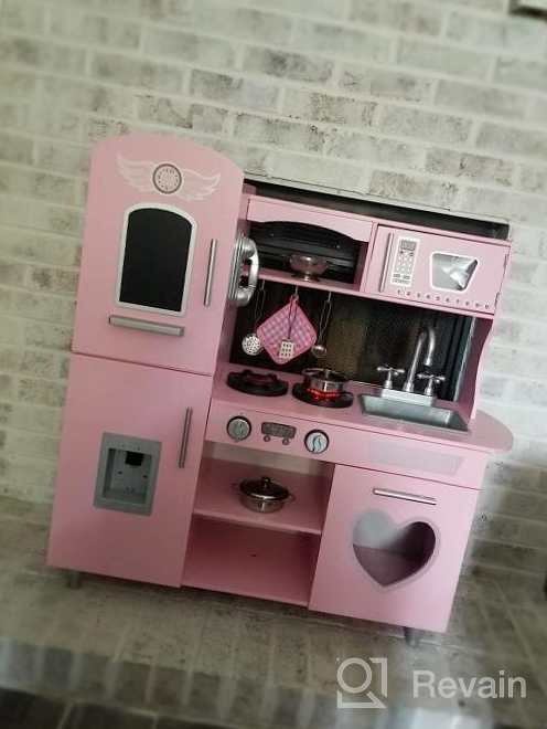 img 1 attached to Pink Kitchen Playset For Kids Ages 3+ With Lights & Sounds - TaoHFE Wooden Play Kitchen Set Gift review by Rachel Brown