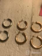 img 1 attached to 💎 Cocadant 3 Pairs Chunky Gold Hoop Earrings: Hypoallergenic & Lightweight in Rose Gold, Silver for Women and Girls - 14K Real Gold Plated review by Kyle Costello