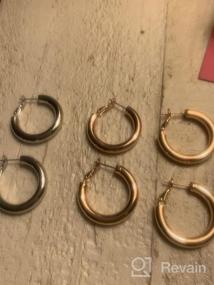 img 5 attached to 💎 Cocadant 3 Pairs Chunky Gold Hoop Earrings: Hypoallergenic & Lightweight in Rose Gold, Silver for Women and Girls - 14K Real Gold Plated