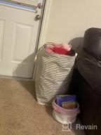 img 1 attached to Large Grey Foldable Laundry Hamper With Long Handles - 72L Storage For Clothes, Toys And More review by Justin Garrett