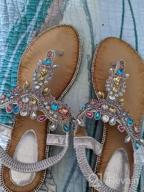 img 1 attached to Sparkle And Comfort Combined: ICKER Women'S T-Strap Rhinestone Sandals With Bohemian Pearl And Crystal Embellishments review by Justin Abreu