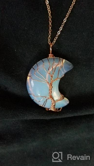 img 1 attached to Bivei Tree of Life Crescent Moon Necklace: Natural Gemstones Pendant with Copper Wire Wrap, Crystals, and Healing Stones review by Pete Martin