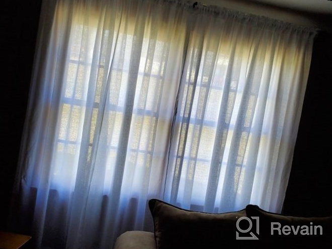 img 1 attached to Melodieux Grey Semi Sheer Curtains 84 Inches Long For Living Room - Linen Look Bedroom Rod Pocket Voile Drapes, 52 By 84 Inch (2 Panels) review by Kevin Kimbrough