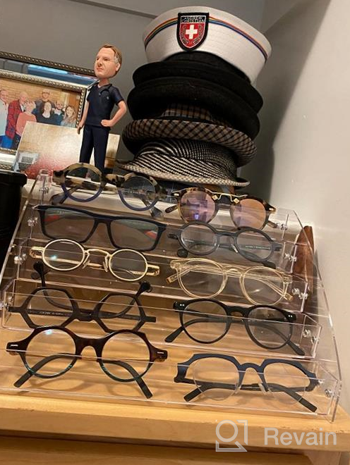 img 1 attached to Clear Eyeglasses Display Case Sunglasses Organizer Tray Box Tabletop Holder Stand - 5 Layer MineSign Sticker Display review by John Roby