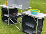 img 1 attached to Portable And Convenient: Goplus Folding Camping Kitchen Table With Storage, Windscreen, And Cook Station For Outdoor BBQ, Picnics & Parties review by Dave Connelly