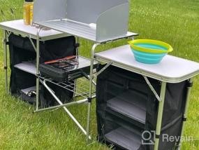 img 7 attached to Портативный и удобный: складной кухонный стол для кемпинга Goplus с местом для хранения, ветровым стеклом и кухонной станцией для барбекю на открытом воздухе, пикников и вечеринок