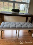 img 1 attached to Beige Upholstered Entryway Ottoman Bench - Chairus Fabric Classic Bedroom Bench With Rustic Wood Legs review by Stacey Pegg