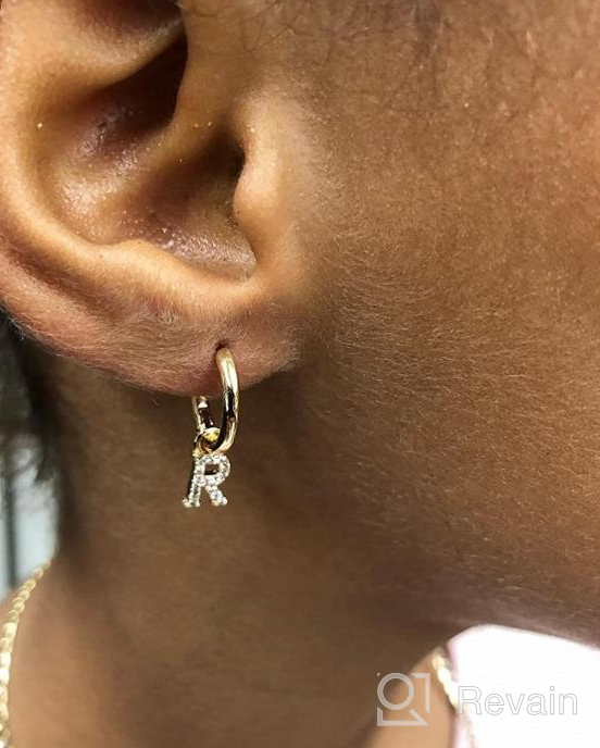 img 1 attached to 💍 S925 Sterling Silver Initial Earrings for Girls with Hypoallergenic Cubic Zirconia – Unique Gift Idea! review by Shannon Smith