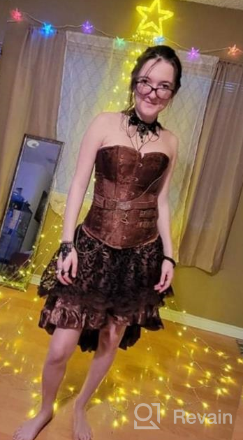 img 1 attached to Women'S Steampunk Corset Dress Set - Gothic Steam Punk Overbust Corset And Skirt Halloween Costume By Frawirshau review by Brian Rogers