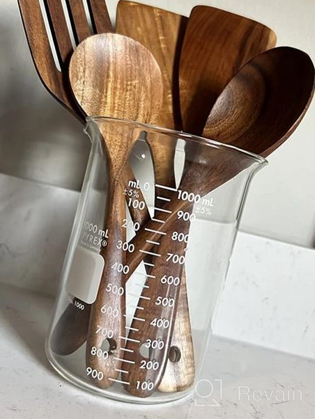 img 1 attached to 6-Piece Wooden Kitchen Utensil Set - Spoons, Slotted Spoon, Ladle, Turner, Non Stick Wood Spatula For Cooking And Serving Soup review by Angel Serafini