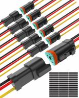 naoevo 3 pin dt connector set: waterproof automotive electrical connectors for car, truck, boat - 16 awg male and female wire connectors with heat shrink tubing (6 kits) logo