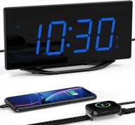 loud digital alarm clock for heavy sleepers - 8.7" led display, usb charger, 7-level brightness & volume, snooze & dst | bedroom/bedside dual alarm clock for adults & teens. logo