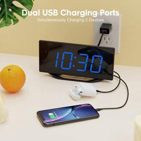 img 2 attached to Loud Digital Alarm Clock For Heavy Sleepers - 8.7" LED Display, USB Charger, 7-Level Brightness & Volume, Snooze & DST | Bedroom/Bedside Dual Alarm Clock For Adults & Teens.