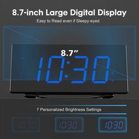 img 3 attached to Loud Digital Alarm Clock For Heavy Sleepers - 8.7" LED Display, USB Charger, 7-Level Brightness & Volume, Snooze & DST | Bedroom/Bedside Dual Alarm Clock For Adults & Teens.