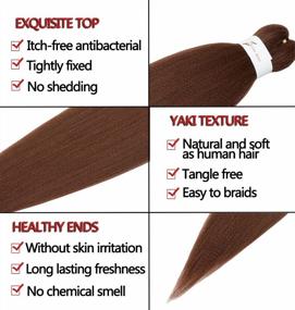 img 2 attached to Get Flawless And Itch-Free Hairstyle With ShowCoco Pre-Stretched Crochet Braiding Hair In Auburn Brown - Yaki Straight 20 Inch (8 Packs) - Suitable For Hot Water Setting (Color #30)
