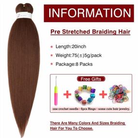 img 3 attached to Get Flawless And Itch-Free Hairstyle With ShowCoco Pre-Stretched Crochet Braiding Hair In Auburn Brown - Yaki Straight 20 Inch (8 Packs) - Suitable For Hot Water Setting (Color #30)