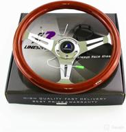 🔧 high-quality 14 inch 350mm wood steering wheel with 6 bolts, 1.75 inch dish, chrome spoke, and horn - universal fit логотип