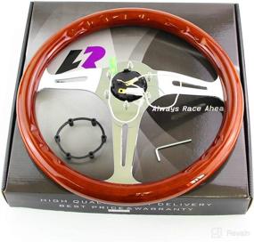 img 2 attached to 🔧 High-quality 14 inch 350mm Wood Steering Wheel with 6 Bolts, 1.75 inch Dish, Chrome Spoke, and Horn - Universal Fit