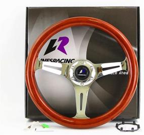 img 3 attached to 🔧 High-quality 14 inch 350mm Wood Steering Wheel with 6 Bolts, 1.75 inch Dish, Chrome Spoke, and Horn - Universal Fit