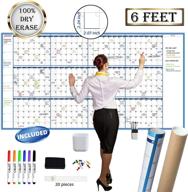 giant 2021-2022 blank reusable dry erase wall calendar - 38" x 72" laminated whiteboard yearly poster - jumbo 12 month office annual calendar logo