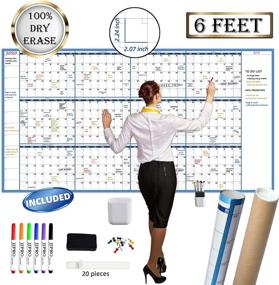 img 4 attached to Giant 2021-2022 Blank Reusable Dry Erase Wall Calendar - 38" X 72" Laminated Whiteboard Yearly Poster - Jumbo 12 Month Office Annual Calendar