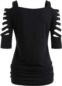 img 3 attached to Women'S Off Shoulder Tops By YSLMNOR - Solid Color Blouses With Hollow Out & 1/2 Sleeve Pullover Design