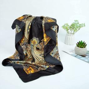 img 2 attached to 2 PCS Womens Satin Scarf: Large Square Silk Feel Hair Wraps For Sleeping - 35 X 35 Inches