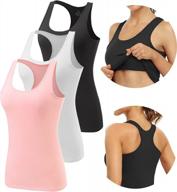 pack of 3 vislivin women's racerback tank tops with built-in shelf bra and stretch material for comfortable undershirts логотип