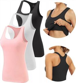 img 4 attached to Pack Of 3 Vislivin Women'S Racerback Tank Tops With Built-In Shelf Bra And Stretch Material For Comfortable Undershirts