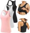 pack of 3 vislivin women's racerback tank tops with built-in shelf bra and stretch material for comfortable undershirts logo
