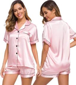 img 4 attached to 👚 SWOMOG Button Down Women's Loungewear Set - Sleepwear & Lounge Clothing - Lingerie, Pajamas