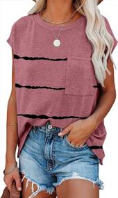 img 4 attached to Womens Casual Batwing Short Sleeve Tops With Pocket - Loose Tees Shirts For Summer By Biucly