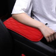 premium waterproof red pu leather auto center console cover - ideal universal fit for car/suv/truck armrest cushion pad логотип