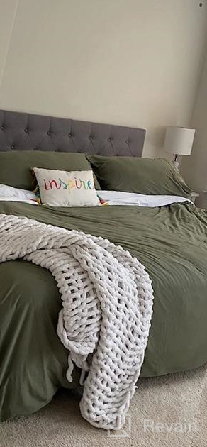 img 1 attached to AMWAN Avocado Green Duvet Cover Jersey Knit Cotton Bedding Set Queen Solid Color Comforter Cover Modern Style Green Bedding Cover With 2 Pillowcases Luxury Soft T Shirt Cotton Bedding Collection review by Ron Damndjperiod