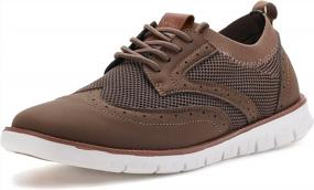 img 4 attached to Stylish And Comfortable Joomra Men'S Knit/Leather Wingtip Oxford Dress Shoes