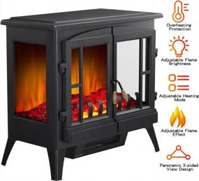 img 2 attached to Kismile 3D Infrared Electric Fireplace Stove, Freestanding Fireplace Heater With Realistic Flame Effects, Portable Indoor Space Heater With Overheating Safety System, Adjustable Brightness (23.6 Inch)