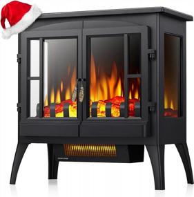 img 4 attached to Kismile 3D Infrared Electric Fireplace Stove, Freestanding Fireplace Heater With Realistic Flame Effects, Portable Indoor Space Heater With Overheating Safety System, Adjustable Brightness (23.6 Inch)